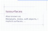Isosurfaces Also known as Metaballs, blobs, soft objects, implicit surfaces, …