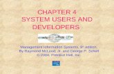 1 CHAPTER 4 SYSTEM USERS AND DEVELOPERS Management Information Systems, 9 th edition, By Raymond McLeod, Jr. and George P. Schell © 2004, Prentice Hall,