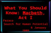 What You Should Know: Macbeth, Act I Feraco Search for Human Potential 6 January 2009.
