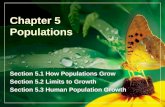 Chapter 5 Populations Section 5.1 How Populations Grow Section 5.2 Limits to Growth Section 5.3 Human Population Growth.