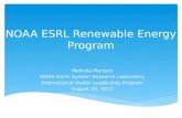 NOAA ESRL Renewable Energy Program Melinda Marquis NOAA Earth System Research Laboratory International Visitor Leadership Program August 30, 2012.
