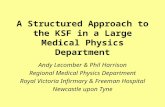 Andy Lecomber & Phil Harrison Regional Medical Physics Department Royal Victoria Infirmary & Freeman Hospital Newcastle upon Tyne A Structured Approach.