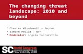 The changing threat landscape: 2010 and beyond  Chester Wisniewski – Sophos  Eamonn Medlar - WPP  Moderator: Angela Moscaritolo.