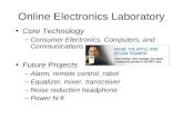 Online Electronics Laboratory Core Technology –Consumer Electronics, Computers, and Communications Future Projects –Alarm, remote control, robot –Equalizer,
