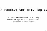 1 A Passive UHF RFID Tag IC CLASS REPRESENTATION: Represented by: Khalil Monfaredi Advanced VLSI Course Seminar.