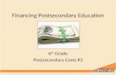 Financing Postsecondary Education 6 th Grade Postsecondary Costs #3.
