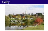 FY2013-14 Budget Overview October 4, 2012 CONFIDENTIAL – INTERNAL USE ONLY.