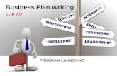 PROGRAM LAUNCHING Business Plan Writing ELIB 203.