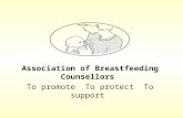Association of Breastfeeding Counsellors To promote To protect To support.