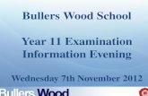 Bullers Wood School Year 11 Examination Information Evening Wednesday 7th November 2012.