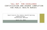 “ALL OUT” FOR EXCELLENCE CERTIFICATION AND DEGREE COMPLETION FOR PUBLIC HEALTH NURSES Quad Council for Public Health Nursing Organizations Educational.