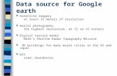 Data source for Google earth Satellite imagery at least 15 meters of resolution Aerial photography the highest resolution, at 15 cm (6 inches) Digital.