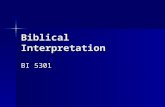 Biblical Interpretation BI 5301. Who Needs Hermeneutics? Definition: The discipline that deals with the principles of interpretation. Definition: The.