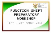 FUNCTION SHIFT PREPARATORY WORKSHOP 17 TH - 20 TH MARCH 2015.