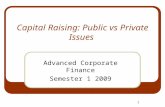 1 Capital Raising: Public vs Private Issues Advanced Corporate Finance Semester 1 2009.