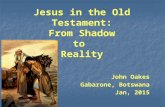 Jesus in the Old Testament: From Shadow to Reality John Oakes Gabarone, Botswana Jan, 2015.