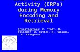 Brain Electrical Activity (ERPs) during Memory Encoding and Retrieval Investigators: C. Trott, D. Friedman, W. Ritter, M. Fabiani, J.G. Snodgrass.