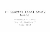 1 st Quarter Final Study Guide Burnette & Davis Social Studies 7 Fall 2014.