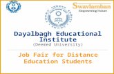 Dayalbagh Educational Institute Job Fair for Distance Education Students (Deemed University)