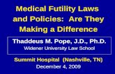 Medical Futility Laws and Policies: Are They Making a Difference Thaddeus M. Pope, J.D., Ph.D. Widener University Law School Summit Hospital (Nashville,