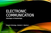 ELECTRONIC COMMUNICATION Advantages vs Disadvantages Computer Technology - Standard 4 - Objective 1 Created by Karma Lattin.
