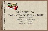 FOURTH GRADE KERBY ELEMENTARY 2013 – 2014 Bill Pfeuffer WELCOME TO BACK-TO-SCHOOL-NIGHT.