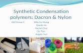 Synthetic Condensation polymers: Dacron & Nylon 6AS Group 3 Kitty Au-Yeung Giselle Ho Rachel Chui Cici Tam Angela Tsui.