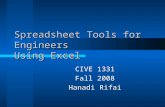 Spreadsheet Tools for Engineers Using Excel CIVE 1331 Fall 2008 Hanadi Rifai.