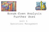 Break-Even Analysis Further Uses Unit 5 Operations Management.
