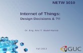 Internet of Things: Design Decisions & ?!! Dr. Eng. Amr T. Abdel-Hamid NETW 1010 Fall 2013.