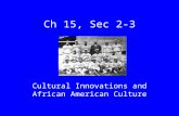 Ch 15, Sec 2-3 Cultural Innovations and African American Culture.