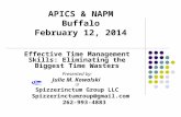 APICS & NAPM Buffalo February 12, 2014 Effective Time Management Skills: Eliminating the Biggest Time Wasters Presented by: Julie M. Kowalski Of Spizzerinctum.