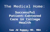 The Medical Home: Successful Patient- Centered Care in College Health Sam JW Romeo, MD, MBA sjwromeo@tower-health.com 1.