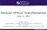 Leadership for Powerful Instruction Central Office Transformation June 2, 2011 Sandy Austin Consultant, Center for Educational Leadership Mark Johnson.