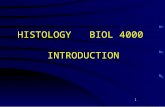 1 HISTOLOGY BIOL 4000 INTRODUCTION. 2 Basic Terminology Histology : Might be better defined as the study of the structure of tissues. histos - tissue.