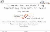 ICYSB, 2013Schaber 1/42 Introduction to Modelling Signalling Cascades in Yeast Jörg Schaber Institute for Experimental Internal Medicine Otto-von-Guericke.