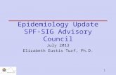 1 Epidemiology Update SPF-SIG Advisory Council July 2013 Elizabeth Eustis Turf, Ph.D.
