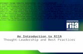An Introduction to RIIA Thought-Leadership and Best Practices © 2014. Retirement Income Industry Association. All rights reserved. Retirement Income Industry.