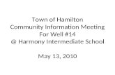 Town of Hamilton Community Information Meeting For Well #14 @ Harmony Intermediate School May 13, 2010.