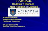 LYMPHOMA Hodgkin`s Disease Non-Hodgkin`s Disease Acibadem University Acibadem Medical Faculty Paediatrics Department Ertugrul Eryilmaz MD Assistant Professor.