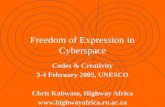 Freedom of Expression in Cyberspace Codes & Creativity 3-4 February 2005, UNESCO Chris Kabwato, Highway Africa .