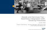 Goods and Services Tax - Seamless Integration with Existing Processes 23 Nov 2005 Cheah Chee Keong – Solution Manager, SAP South Asia chee.keong.cheah@sap.com.