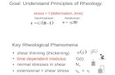 Goal: Understand Principles of Rheology: stress = f (deformation, time) NeoHookean: Newtonian: shear thinning (thickening) time dependent modulus G(t)