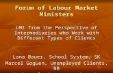 Forum of Labour Market Ministers LMI from the Perspective of Intermediaries who Work with Different Types of Clients Lana Bauer, School System, SK Marcel.