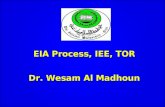 EIA Process, IEE, TOR Dr. Wesam Al Madhoun. 2 The Environmental Impact Assessment Process  Major steps in the EIA process are:  Screening  Initial.