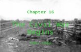 Chapter 16 The Civil War Begins 1861-1862. I.Find Out A.How fighting began at Fort Sumter B.The strengths and weaknesses of each side C.Each side’s basic.