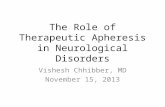 The Role of Therapeutic Apheresis in Neurological Disorders Vishesh Chhibber, MD November 15, 2013.