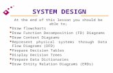 SYSTEM DESIGN At the end of this lesson you should be able to;  Draw flowcharts  Draw Function Decomposition (FD) Diagrams  Draw Context Diagrams