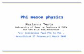 Phi meson physics Marianna Testa University of Roma La Sapienza & INFN for the KLOE collaboration “e + e - Collisions from Phi to Psi”, Novosibirsk 27.
