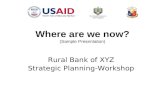 Where are we now? (Sample Presentation) Rural Bank of XYZ Strategic Planning-Workshop.